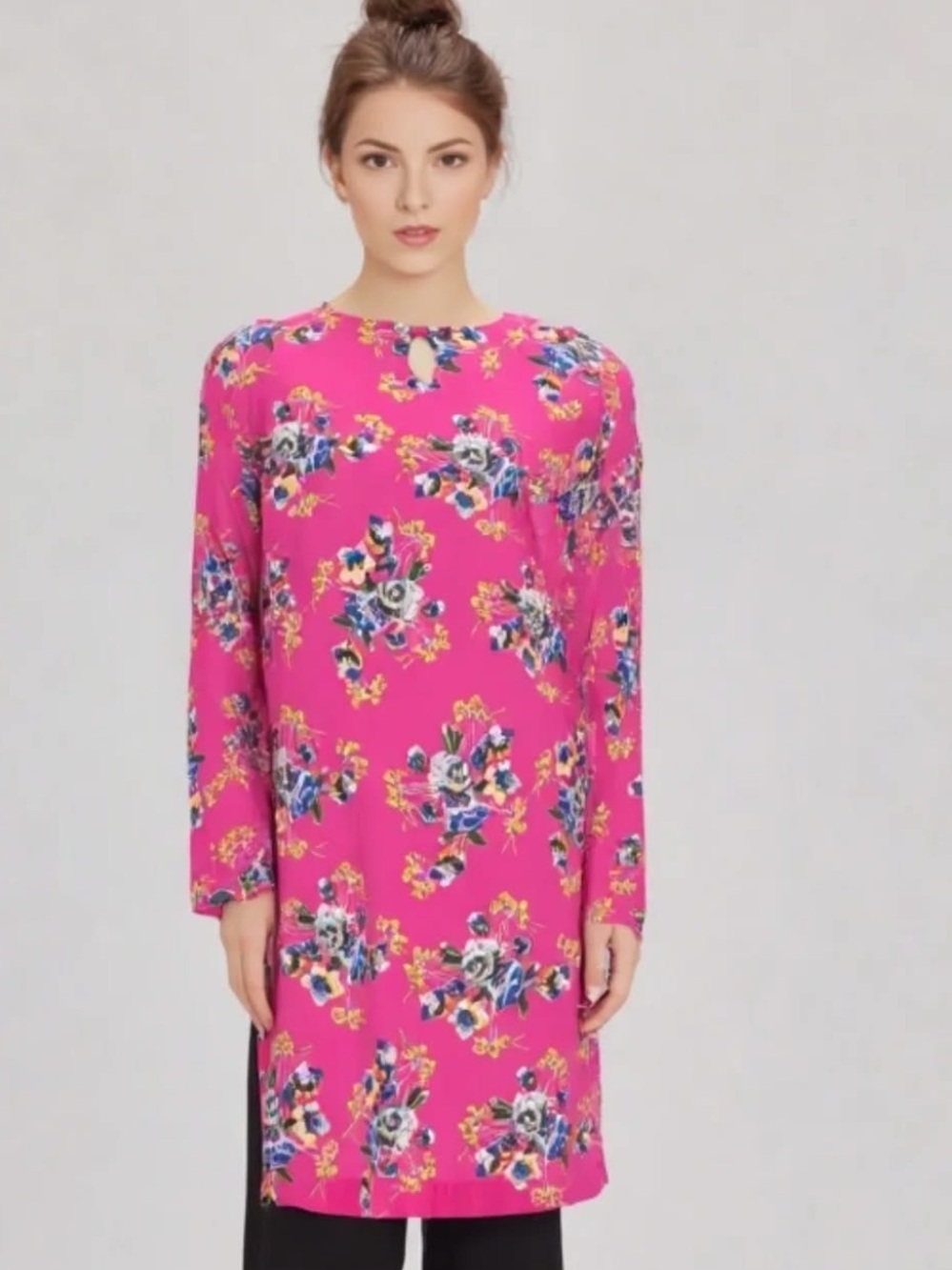 Floral Keyhole Shift Dress - Pink